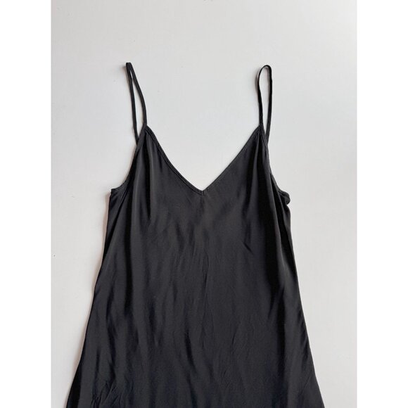 Aritzia WILFRED UNDER Secret Black Rayon Twill V-Neck Mini Slip Dress, Size S - Picture 6 of 15